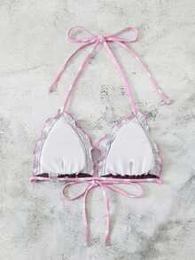 Swim Mod Women's Summer Polka Dot Print Sexy Camisole Tie Bow Bikini Top, Beach Holiday Wear - Multicolor - View 2