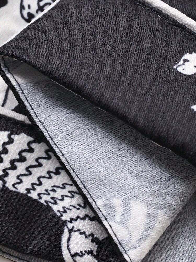 Men's Floral Print Short Sleeve Shirt And Pants Pajama Set, Spring/Summer