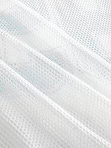 AXEPEAK 男士网眼面料数码印花无袖背心 - 白色 - 查看 7