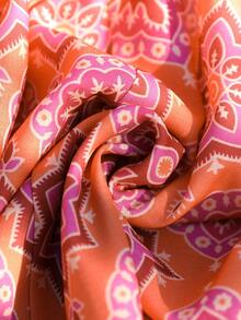 Vivid Eden 女士度假休闲纯色拼接花卉蕾丝纹理面料A字吊带连衣裙 - 彩色 - 查看 7