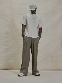 Musero Loose Fit Button Fastening Lightweight Pants Construction Panelling Detailing Trouser Bottoms Spring Summer Essentials - Khaki - View 1