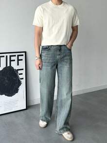 DAZY Men's Casual Solid Beige Round Neck T-Shirt, Summer - Beige - View 7