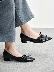 CUCCOO BIZCHIC Women's Pointed Toe Lace-Up Design Fashionable High Heels, Versatile For Daily Wear - Black - View 1