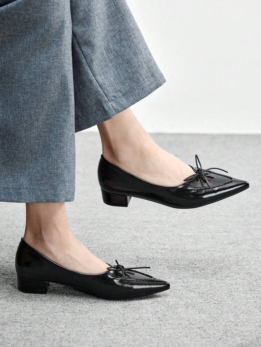 CUCCOO BIZCHIC Women's Pointed Toe Lace-Up Design Fashionable High Heels, Versatile For Daily Wear - Black - View 1