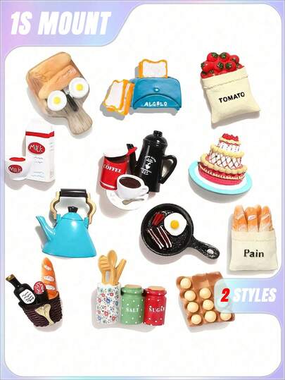 7 件食物冰箱贴 食物磁铁 用于冰箱贴 装饰性可爱磁铁 冰箱贴 适用于厨房 强力树脂磁铁 家居装饰 办公室 情人节、情人节婚礼、生日、厨房 和各种形状的肥皂模具 适用于情人节、情人节婚礼、生日、厨房、婚礼用品、礼物 学校用品、厨房装饰、客厅装饰