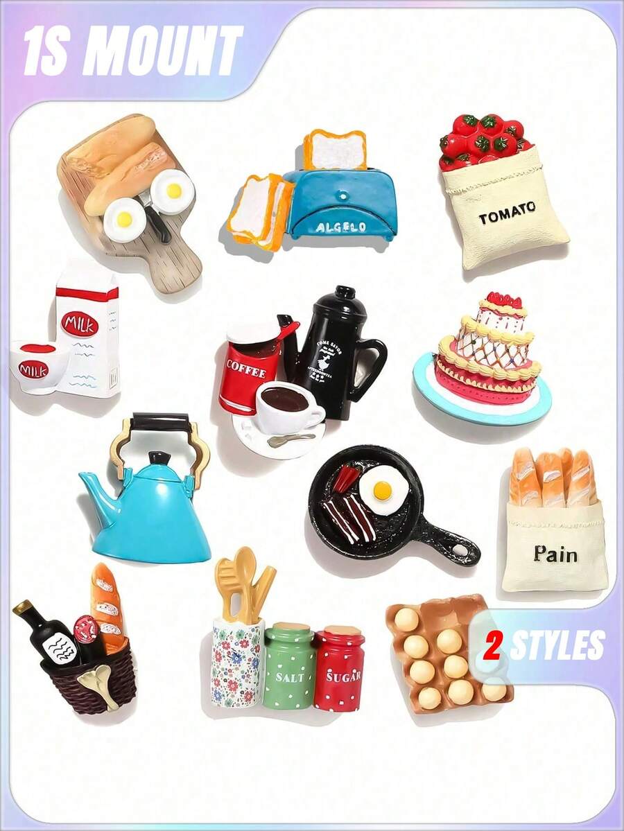 7 件食物冰箱贴 食物磁铁 用于冰箱贴 装饰性可爱磁铁 冰箱贴 适用于厨房 强力树脂磁铁 家居装饰 办公室 情人节、情人节婚礼、生日、厨房 和各种形状的肥皂模具 适用于情人节、情人节婚礼、生日、厨房、婚礼用品、礼物 学校用品、厨房装饰、客厅装饰 - 彩色 - 查看 1