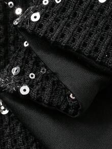 DAZY 女士优雅通勤亮片装饰裙 - 黑色 - 查看 8