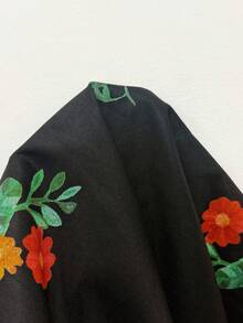 Franclia 女士印花方领度假衬衫，夏季服装黑色花朵上衣，女士花朵上衣，可爱黑色上衣，可爱衬衫，黑色夏季上衣，女士上衣和衬衫，新款衬衫，女士最新款上衣，新款女士精美上衣，夏季女士上衣 - 黑色 - 查看 6