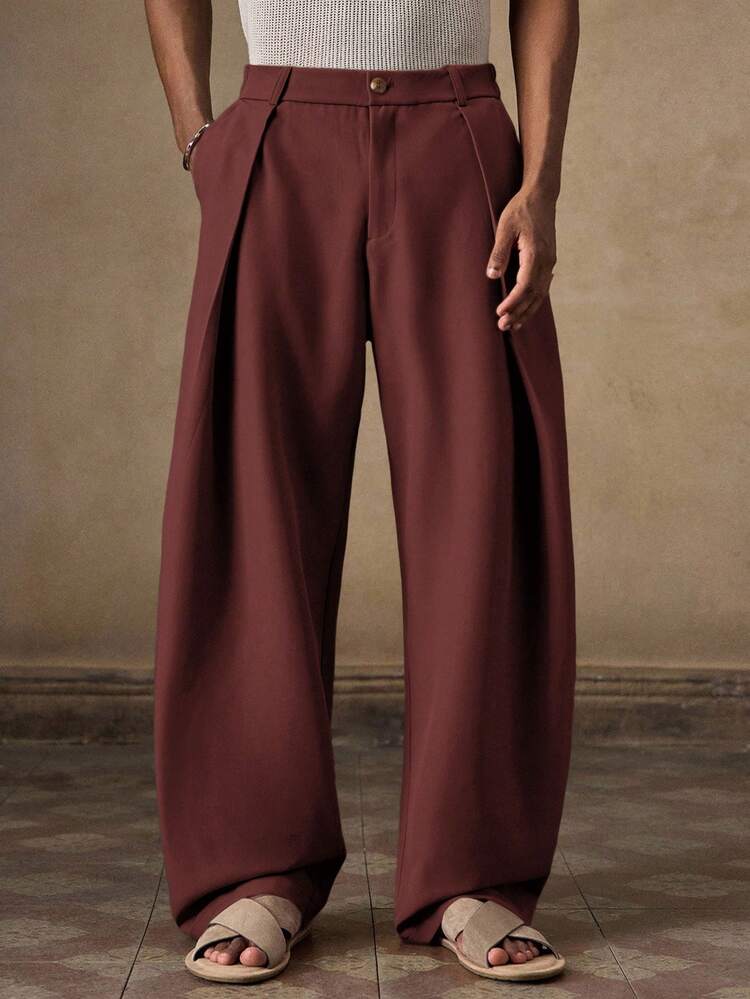 Men's Casual Loose Elastic Waist Barrel Leg Chino Pants, Suitable For Summer, Autumn, Vacation, Daily Wear, Party, Couple Matching, Men's Gift