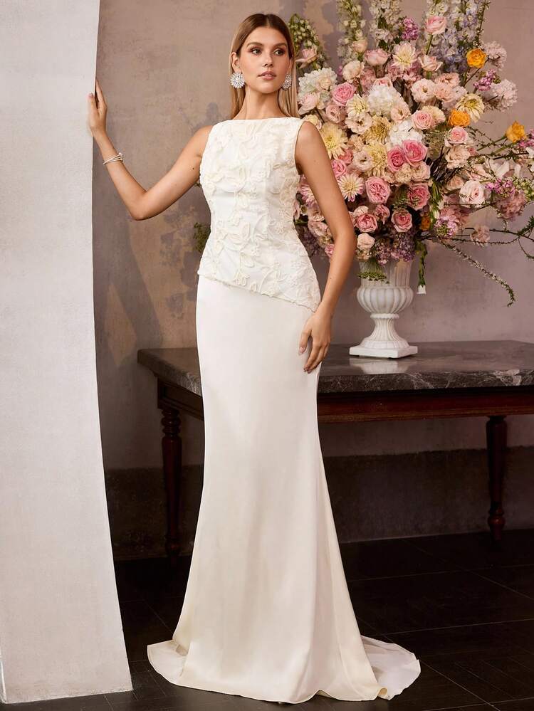 MOTF Soiréza Besticktes Patchwork Meerjungfrau Maxi Cocktailkleid, Frühling/Sommer