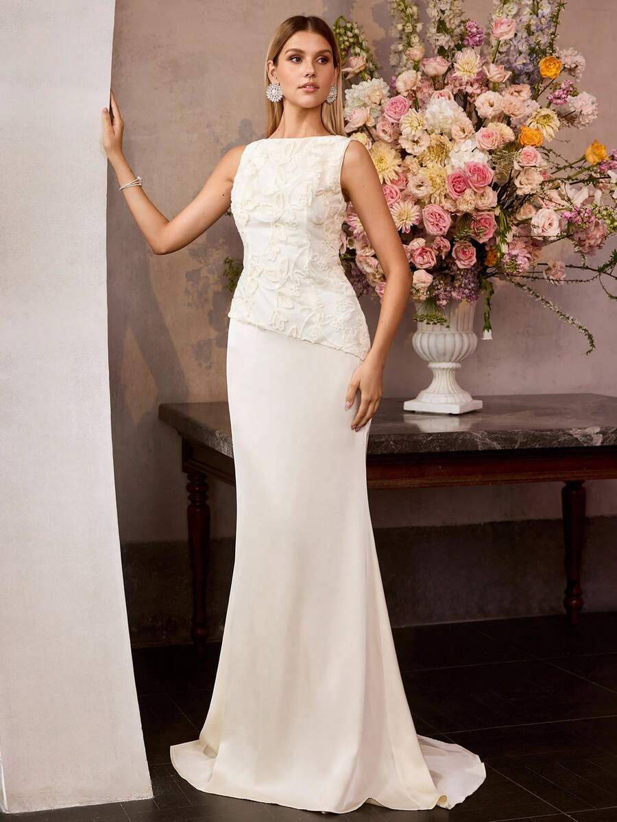 MOTF Soiréza 刺绣拼接美人鱼长款鸡尾酒礼服，春夏款