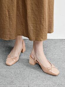 CUCCOO BIZCHIC Sapatos pretos clássicos femininos com tira no calcanhar, ideais para o Natal. - Pó nu - Ver 3