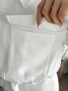 SHEIN Women's Casual Hollow Out Embroidered Drop Shoulder Long Sleeve Jacket With Pockets, Spring/Autumn - Beige - View 7