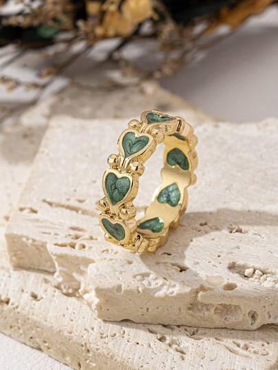 LOTSLUV 1 件简约、甜美、可爱的欧洲风格金属合金透明红色滴油心形戒指，红色心形情人节戒指，适合女性日常佩戴、社交、派对、公关、情人节戒指、情侣礼物、送给女朋友的礼物