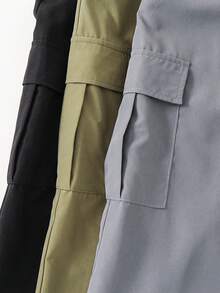 SHEIN Quần cargo dáng rộng, cạp chun, in chữ cho bé trai tuổi teen - Nhiều màu - Xem 6