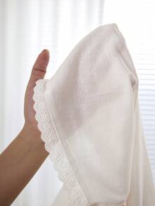 Ocili 100% Cotton Embroidered Floral Trim Comfortable Camisole Short Nightgown, Chic Autumn Women Sleepwear Dress - White - View 6