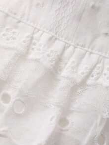 DAZY Women's Solid Color Textured Hooded Loose Long Sleeve Lace Patchwork Casual Vacation Sun Protection Spring/Summer Jacket - White - View 8