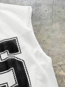 AXEPEAK Men's Mesh Fabric Digital 95 Print Sleeveless Tank Top - White - View 6