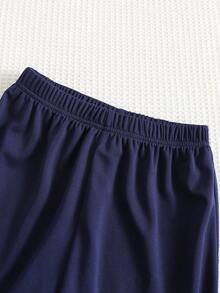 SHEIN 2pcs/Set Kids/Tween Boys Casual Versatile Comfortable Street Style Letter Print Loose Fit Round Neck Short Sleeve Knit T-Shirt And Shorts Set, Suitable For School, Garden, Beach, Birthday, Spring, Summer, Fall, Winter - Multicolor - View 6