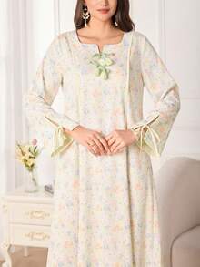 Yasmyna Women's Loose Floral Print Long Sleeve Dress, Sweet & Versatile - Yellow - View 1