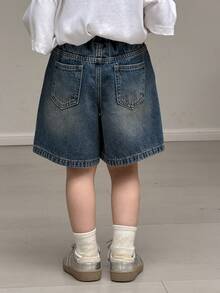 DAZY 男童松紧腰斜插口袋休闲牛仔短裤 - 藍色 - 查看 8