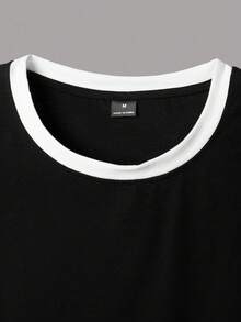 STYNVO 男士撞色边饰圆领短袖简约 T 恤，休闲日常穿着 - 彩色 - 查看 4