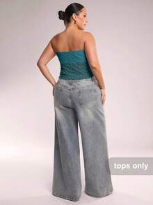 SHEIN BAE 新款加大码女式杏色不对称抽绳吊带背心，波浪纹理细肩带露脐上衣，性感吊带衫，Y2K风格，适合约会、外出、音乐节、下午茶、派对、毕业季、婚礼季等场合。 - 水鴨藍 - 查看 2