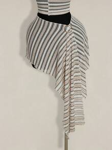 SHEIN ICON Chân váy thời trang nữ kẻ sọc, cạp chun nối liền, vạt bất đối xứng. - Nhiều màu - Xem 4