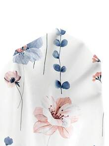 Rusticease Ditsy Floral Top + Solid Color Pants 2 Pieces Set, Casual Vacation Style, Suitable For Summer, Plus Size - Blue - View 15