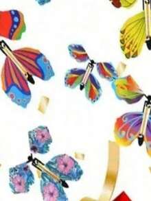 SHEIN 5/10 件魔法上弦飞蝴蝶橡皮筋动力魔法仙女飞行玩具书签贺卡惊喜礼物派对礼物 - 彩色 - 查看 5