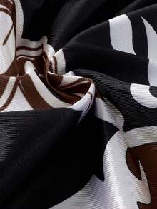 ROMWE MEN Street Life Pantalones cortos deportivos de boxeo y baloncesto con estampado de color contrastante para hombres, de verano - Negro - Ver 3