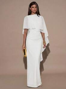 SHEIN BAE Women's Solid Color Fashionable Design Fitted Elegant Summer Dress - White - View 7