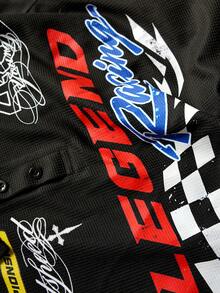 ROMWE MEN Prep 2026春夏男士休闲时尚Polo衫，翻领上衣，时尚运动短袖，春夏男士穿搭，情侣款 - 黑色 - 查看 4