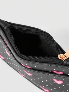 ROMWE Kawaii 黑色波点粉色爱心卡片袋 - 黑色波點 - 查看 5