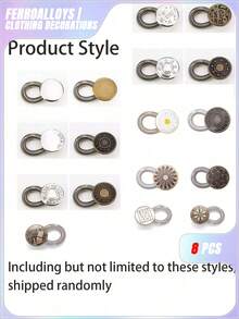SHEIN 8pcs Random Style Metal Button Extenders,For Women Men, Jean Button Extender, Waist Extenders, No Sew Instant Waistband Extender Buttons Metal For Jeans Pants Collar Valentine's Day, Valentines Wedding, Birthdayfall Decor - Multicolor - View 3