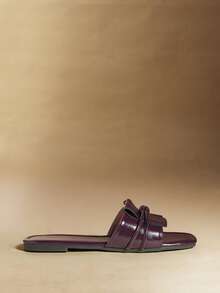 Rosivie Women's Fashion Versatile Tassel Twist Flat Sandals - Burgundy - View 4