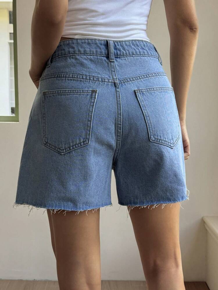 Women's Solid Color Short Casual Street Style Vacation Denim Shorts Jorts