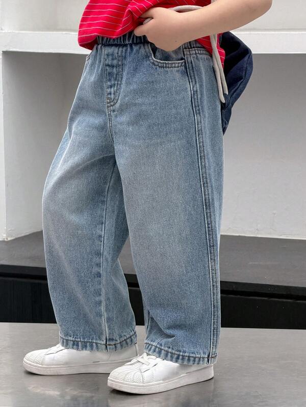 DAZY 男童松紧腰带口袋宽松阔腿休闲牛仔裤