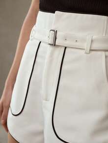 MOTF PREMIUM SHORTS DE MUJER CON RIBETE CONTRASTANTE, PRIMAVERA/VERANO - Blanco - Ver 5