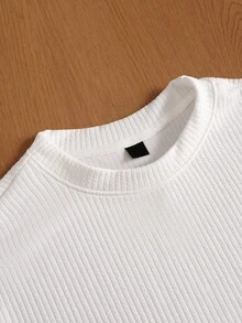 TOKVUE Men's Solid Color Round Neck Short Sleeve Casual Top, Everyday Wear - White - View 3