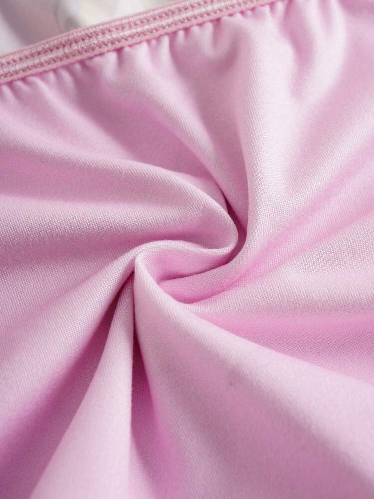 TOM & JERRY X SHEIN Women's Comfortable Cute Cartoon Mouse & Cheese Print Camisole Bra And Boyshorts Set - Pink - View 3