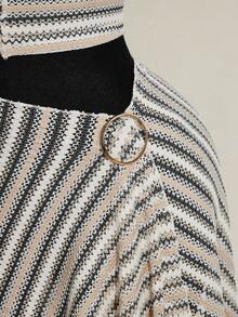 SHEIN ICON Chân váy thời trang nữ kẻ sọc, cạp chun nối liền, vạt bất đối xứng. - Nhiều màu - Xem 5