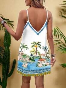 Travachic 女士休闲印花迷你连衣裙，适合秋冬季穿着 - 彩色 - 查看 2