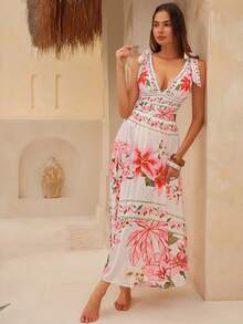 Swim Oasis 一件式印花连体泳衣，时尚沙滩度假套装，夏季 - 彩色 - 查看 2