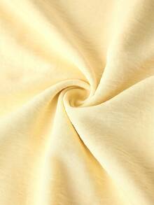 Ellevyn 女士优雅黄色纹理面料圆领系带A字口袋连衣裙，适合度假、通勤、海滩、旅行、约会及多种场合。 - 鵝黃色 - 查看 8