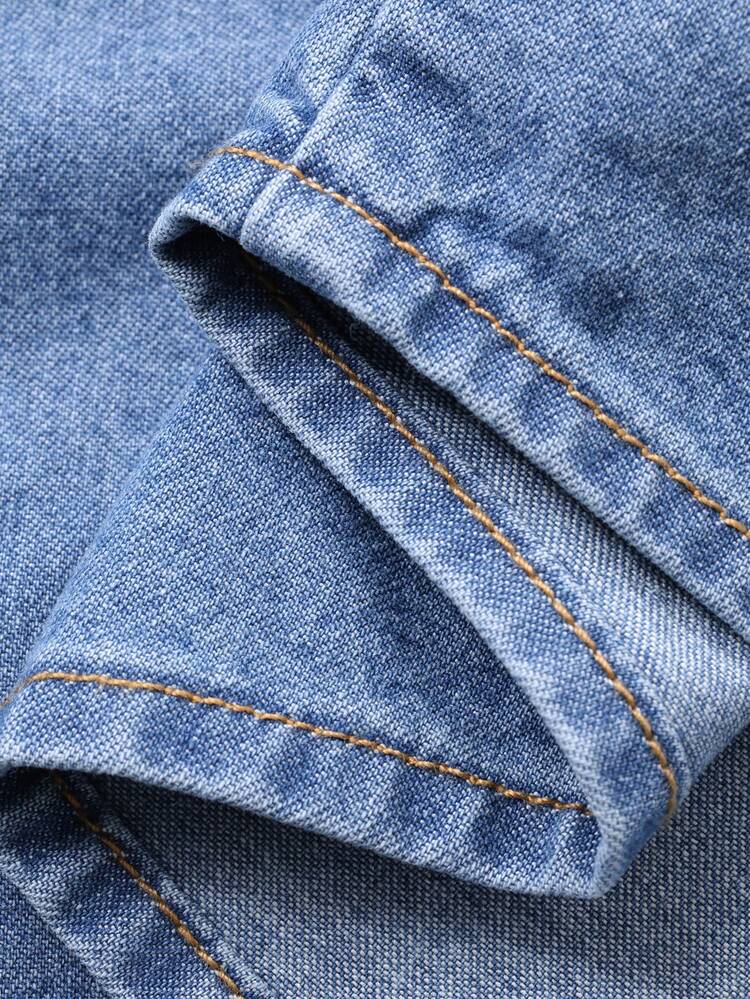 Men's Vintage Washed Blue Denim Jacket, Spring