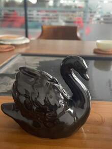 1pc Black & White Ceramic Swan Figurine, Creative Decor For Living Room, Study, Animal Succulent Planter - Multicolor - View 12