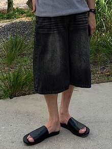 DAZY Men's Black Washed Denim Shorts With Belt, Summer - Black - View 3