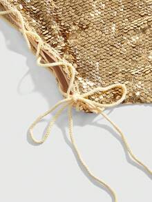 ROMWE Hippie Women's Sequin Backless Top, Suitable For Music Festivals - Gold - View 4