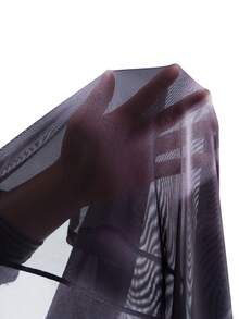 TypaGal Y2K Sexy Summer Black Stylish Chic Bold Modern Women's Fashion Carnival Party Beach Vacation Street Casual  Face Print Fashion Mesh Bodycon Spaghetti Strap Dress - Black and White - View 7